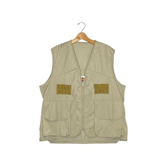 Vintage XL Columbia Hunting Vest Cargo Utility Khaki Brown Safari Zip Up Outdoor - Picture 1 of 5